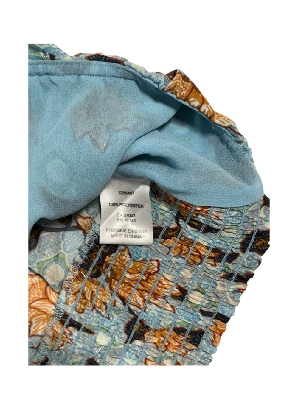 Rachel Zoe Cropped Top Faux Wrap Sleeveless V neck Mustard Blue Large - Picture 9 of 16